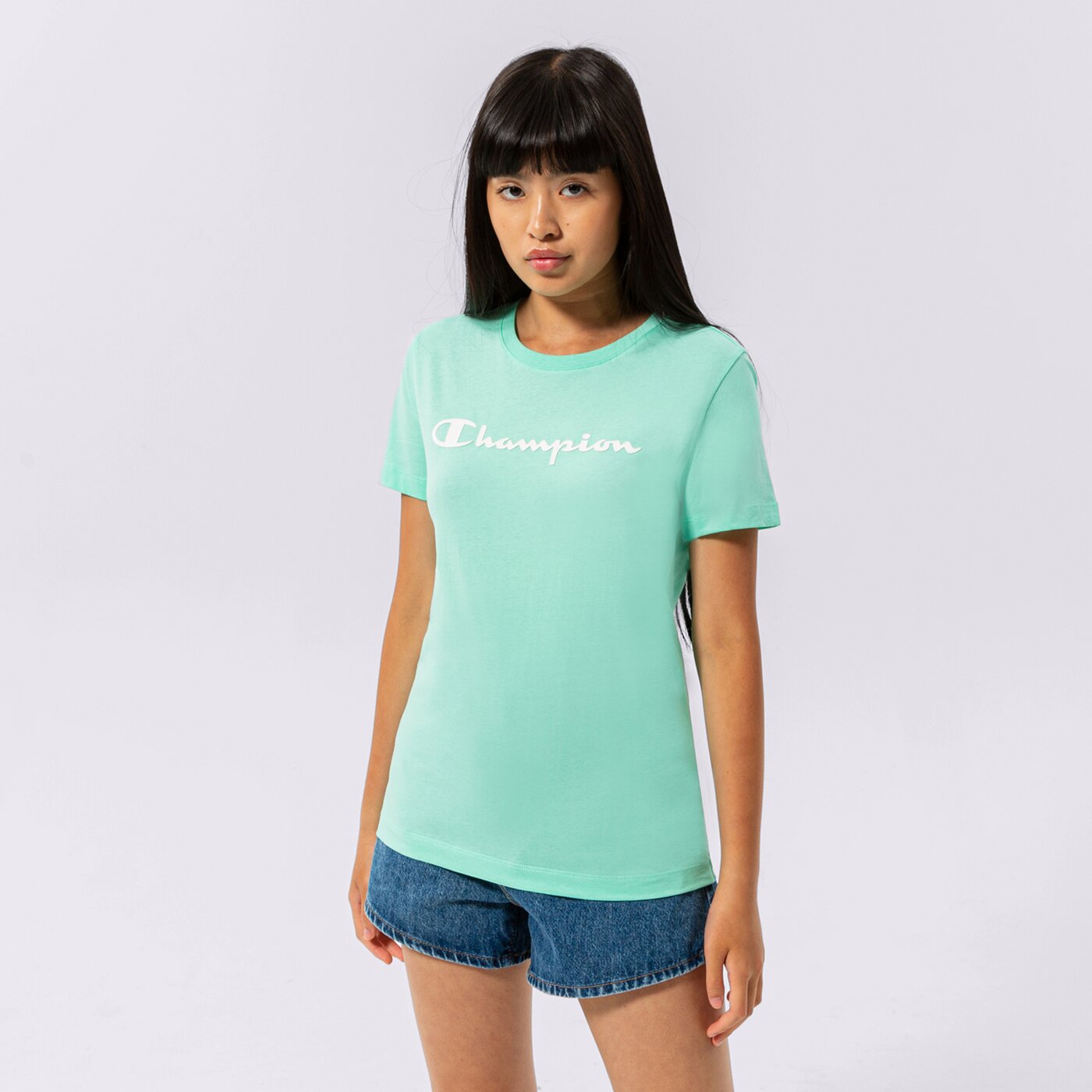 Дамска тениска CHAMPION ТЕНИСКА CREWNECK ТЕНИСКА 114911gs101 цвят зелен