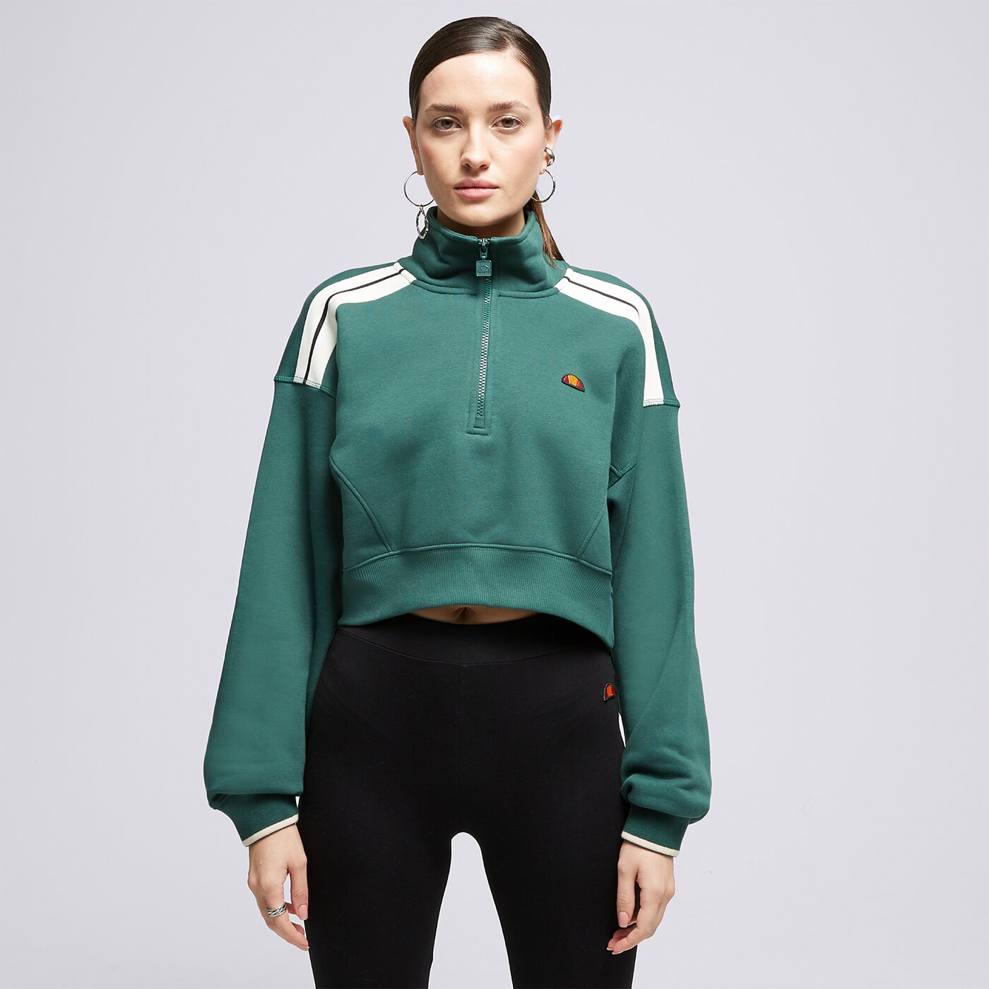 Дамски суичър ELLESSE СУИТЧЪР С ЦИП INNOCENZO DGREEN CROP SWEATS  sgt19154502 цвят зелен