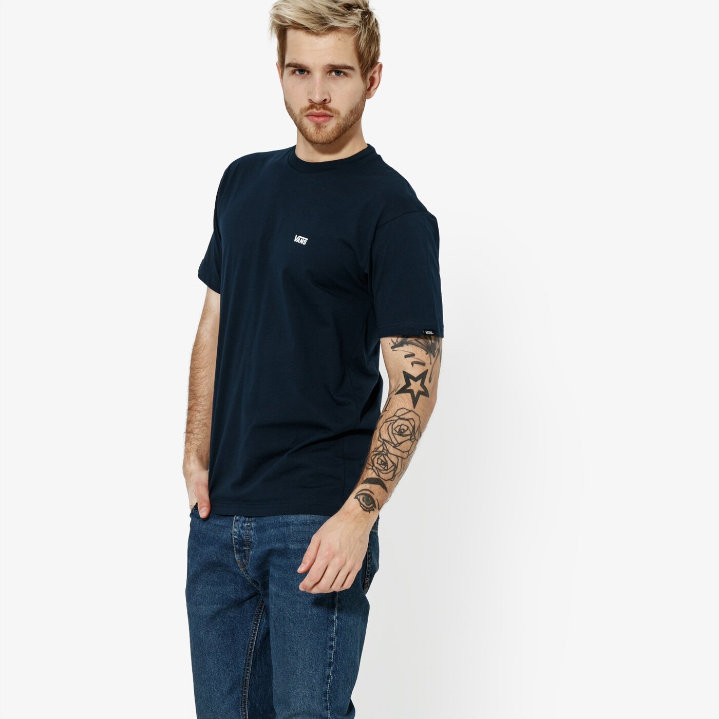 Мъжка тениска VANS ТЕНИСКА SS MN LEFT CHEST LOGO TEE NVY vn0a3czenav1 цвят тъмносин