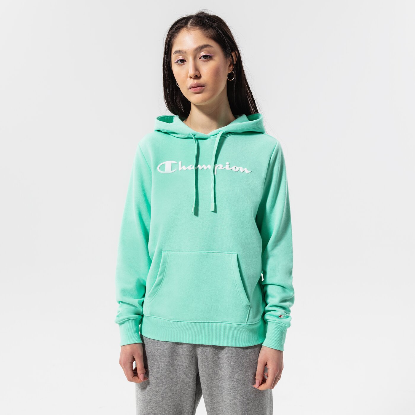 Дамски суичър CHAMPION СУИТЧЪР С КАЧУЛКА HOODED SWEATSHIRT 114858gs101 цвят мента