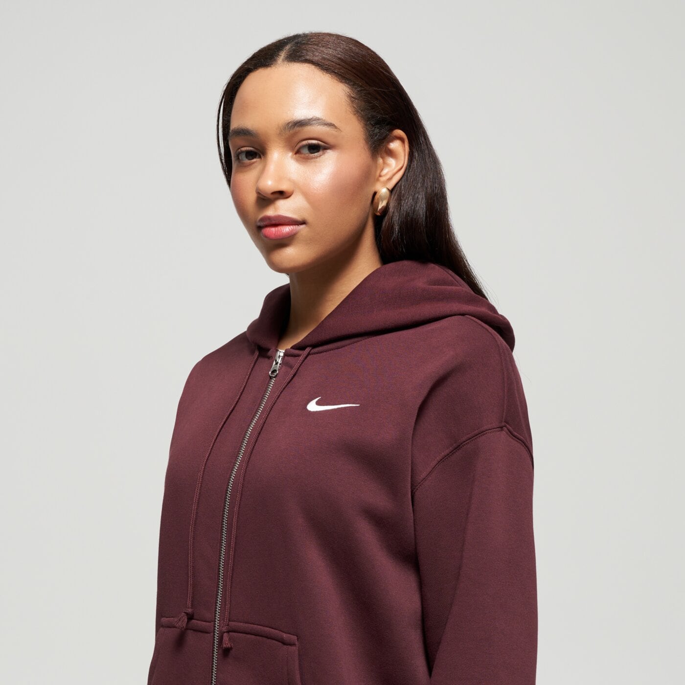 Дамски суичър NIKE СУИТЧЪР СЪС ЗАКОПЧАВАНЕ   W NSW PHNX FLC FZ OS HOODIE dq5758-654 цвят бордо