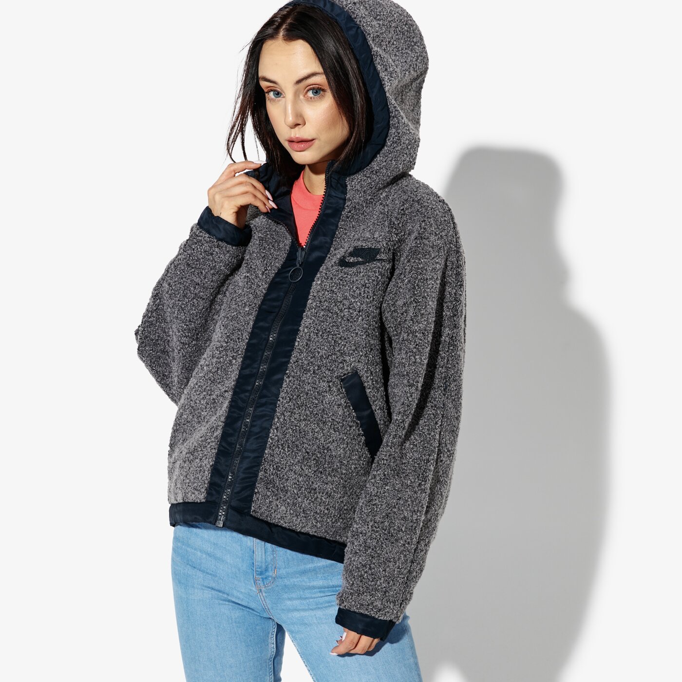 Дамско зимно яке NIKE ЯКЕ W NSW NSW JKT FZ SHERPA 941907-027 цвят тъмносин