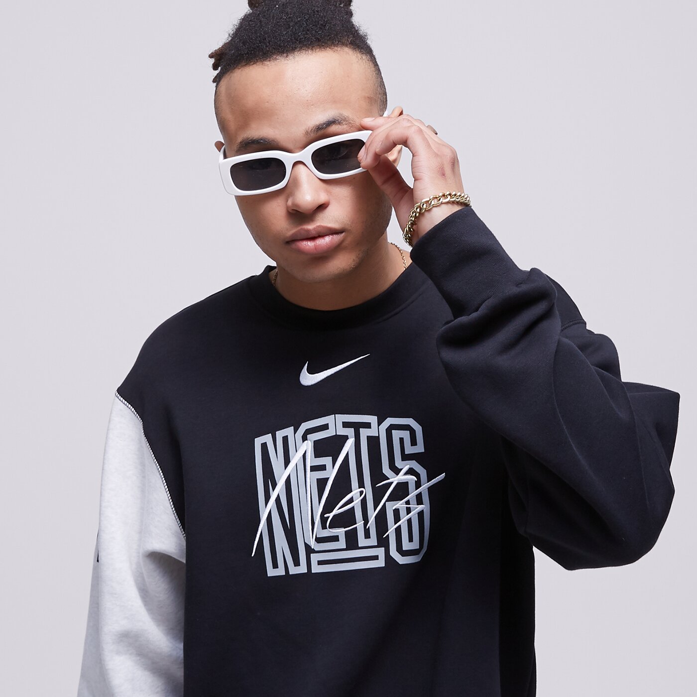 Мъжки суичър NIKE СУИТЧЪР BKN M NK FLC CREW CTS GX NBA dr9335-010 цвят черен