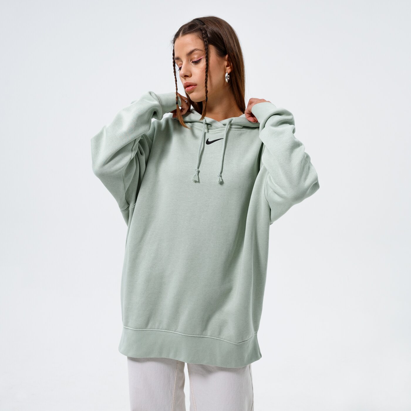 Дамски суичър NIKE СУИТЧЪР С КАЧУЛКА W   NSW ESSNTL CLCTN FLC OS HD dj7668-017 цвят зелен