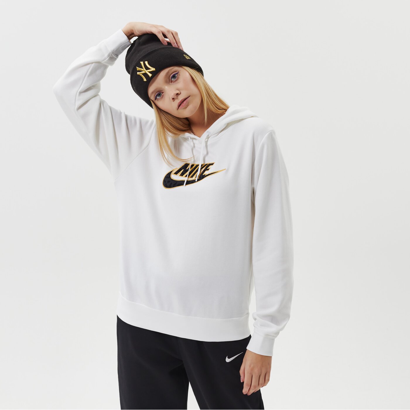 Дамски суичър NIKE СУИТЧЪР С КАЧУЛКА W NSW FLC GX PRNT HOODIE FTRA dd5838-100 цвят бял