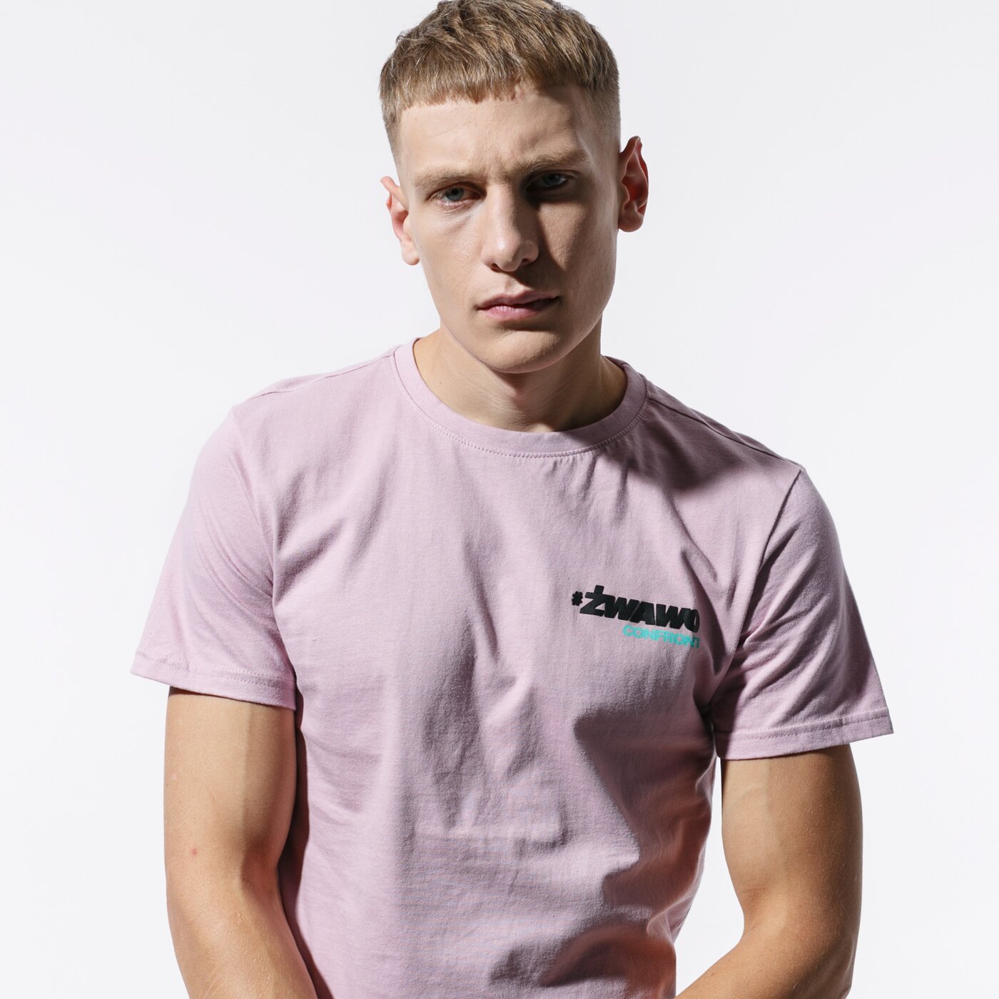 Мъжка тениска CONFRONT ТЕНИСКА SLOGAN PNK TEE cf39tsm61001 цвят розов