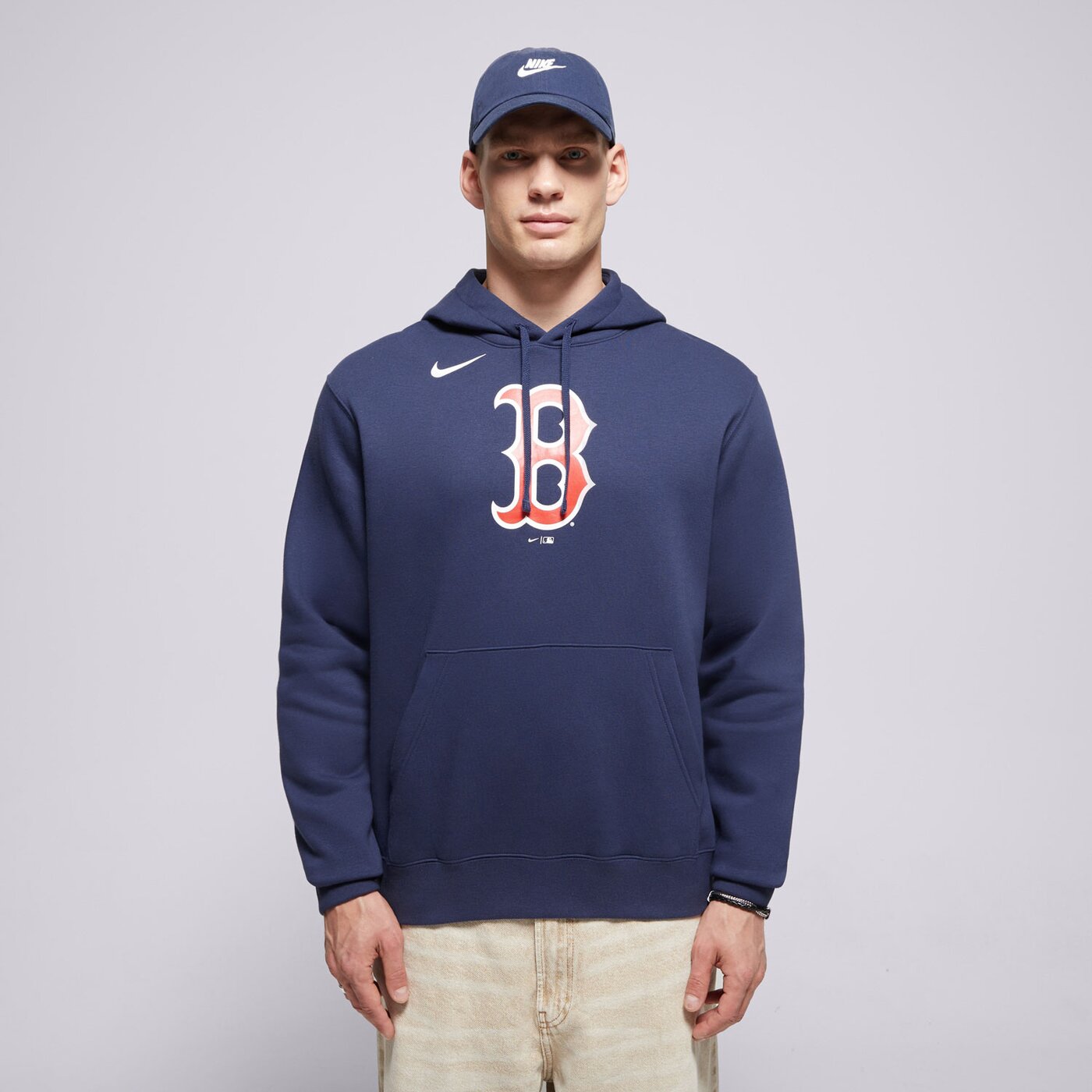 Мъжки суичър NIKE СУИТЧЪР С КАЧУЛКА MLB LOGO CLUB FLEECE HOOD BOSTON RED nkdk-44b-bq-ckx цвят тъмносин