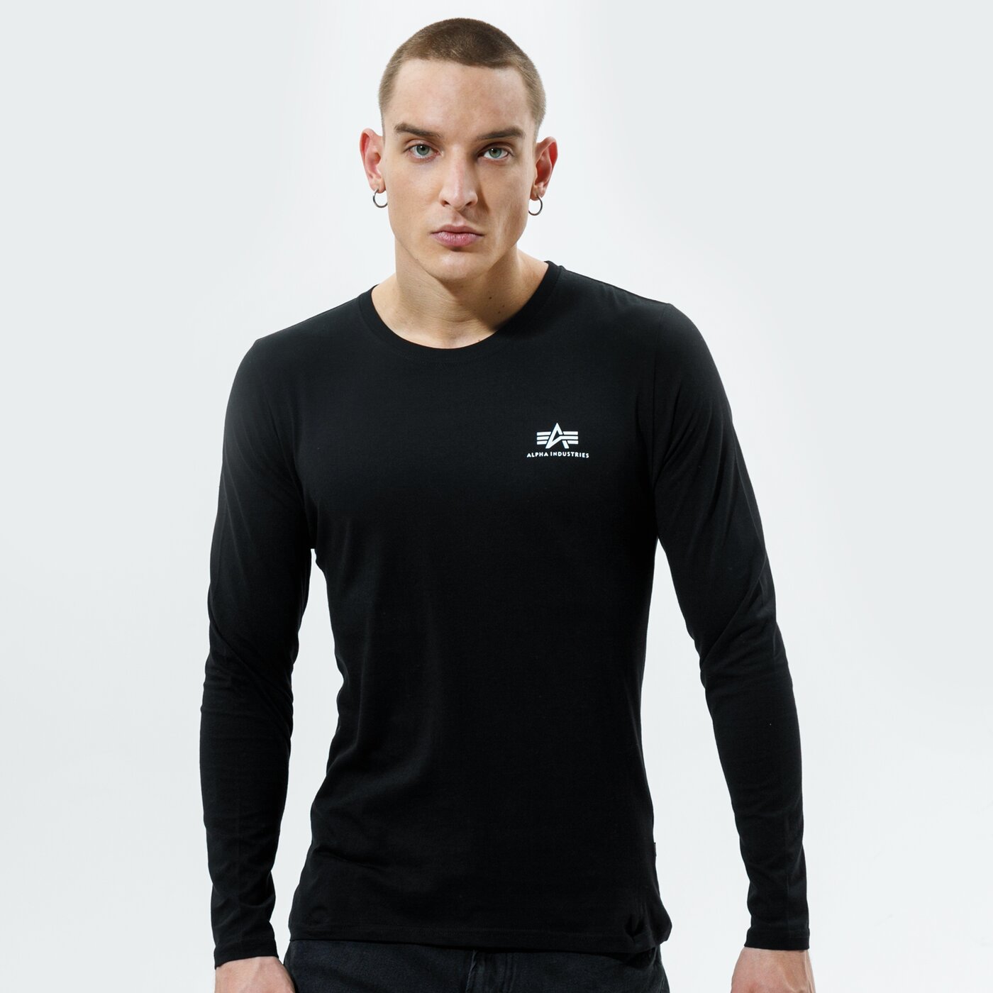 Мъжка тениска ALPHA INDUSTRIES ТЕНИСКА BASIC LS SMALL LOGO 198517-03 цвят черен