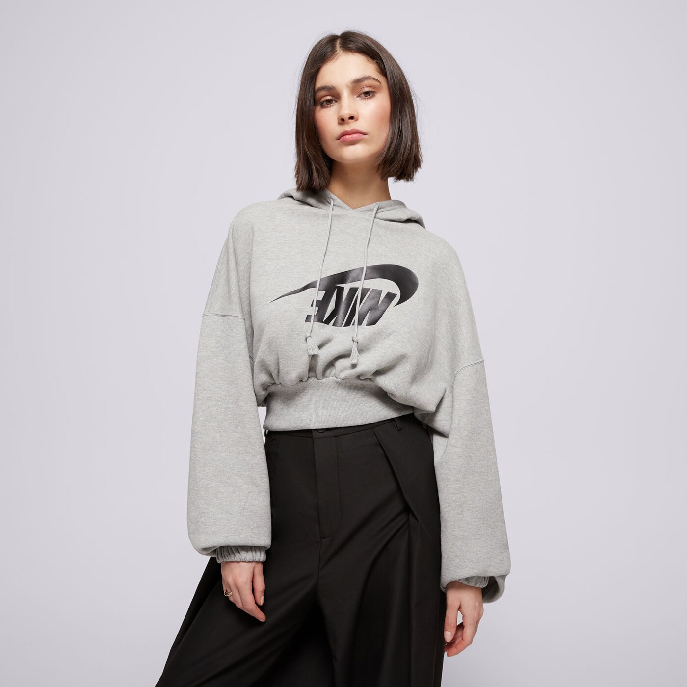 Дамски суичър NIKE СУИТЧЪР С КАЧУЛКА W NSW OS FLC CROP DANCE fv7777-063 цвят сив