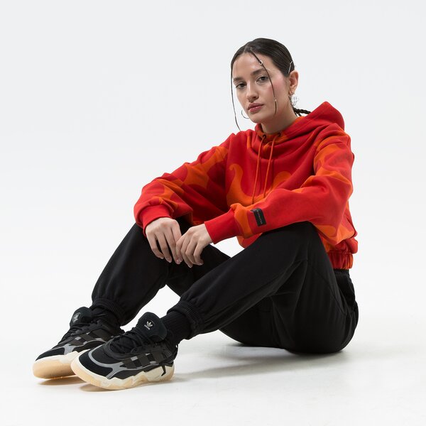 Дамски суичър ADIDAS СУИТЧЪР С КАЧУЛКА MMK CROP HOODIE CORANG hj7306 цвят коралов