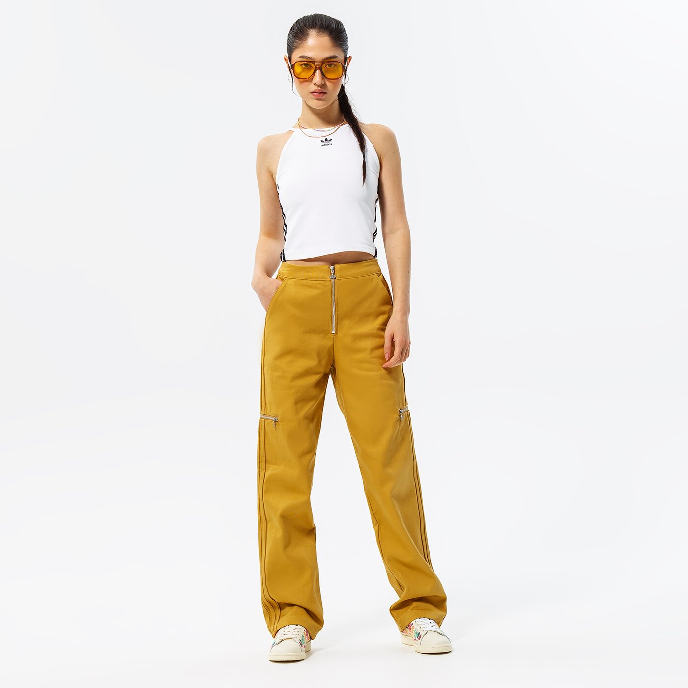 Дамски панталони ADIDAS ПАНТАЛОНИ TRACKPANT he4738 цвят горчица