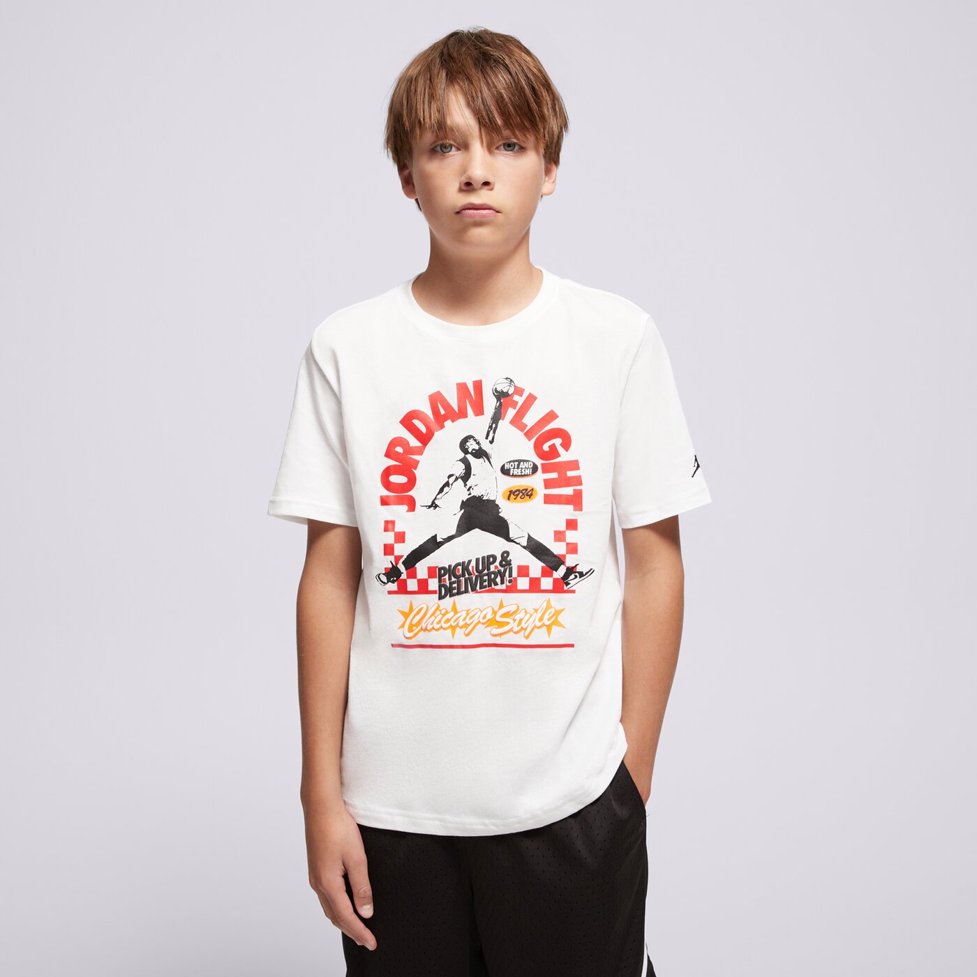 Детска тениска JORDAN ТЕНИСКА JDB MJP SHOP TEE SS-TEE BOY 95f156-001 цвят бял