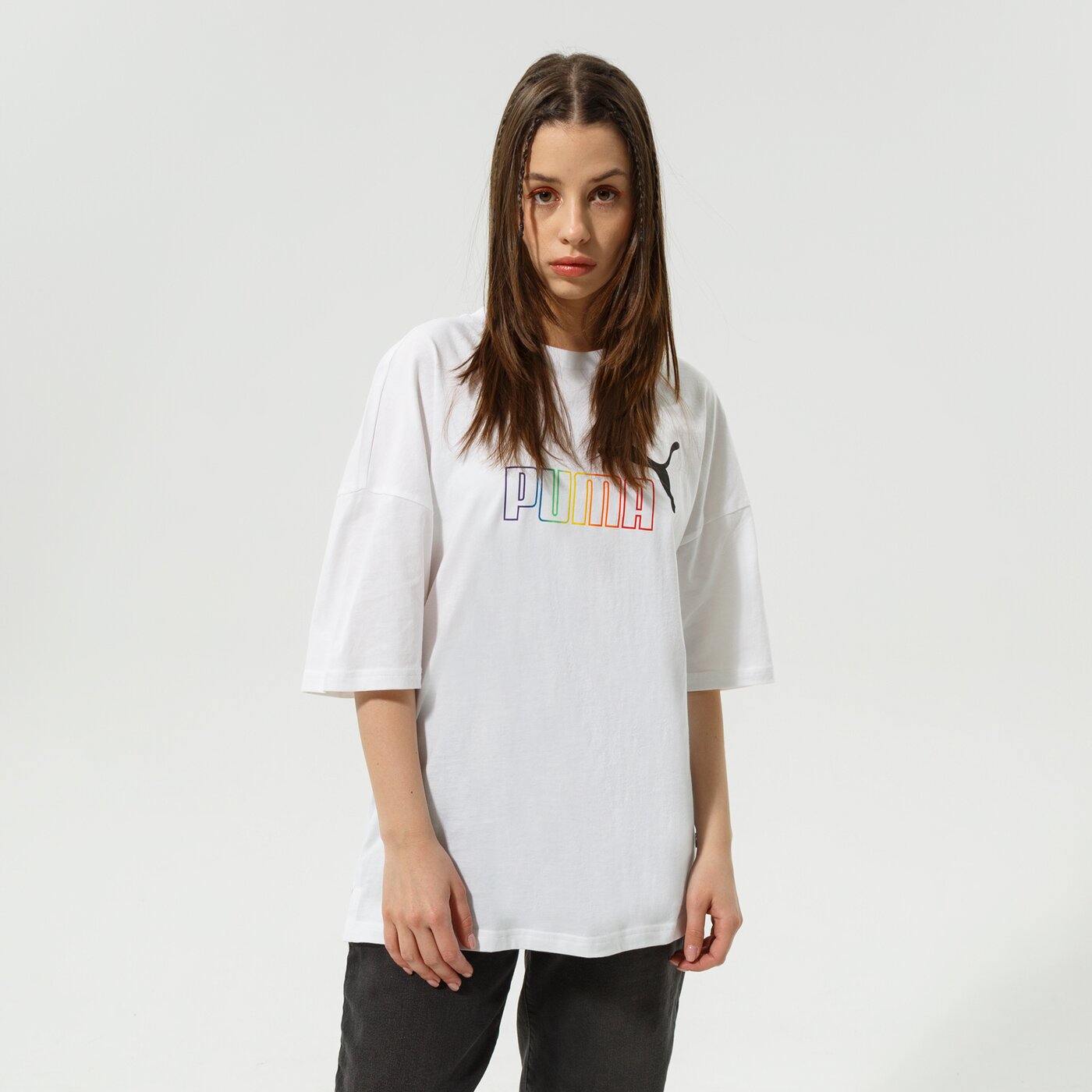 Дамска тениска PUMA ТЕНИСКА ESS+ RAINBOW TEE 848428 02 цвят бял