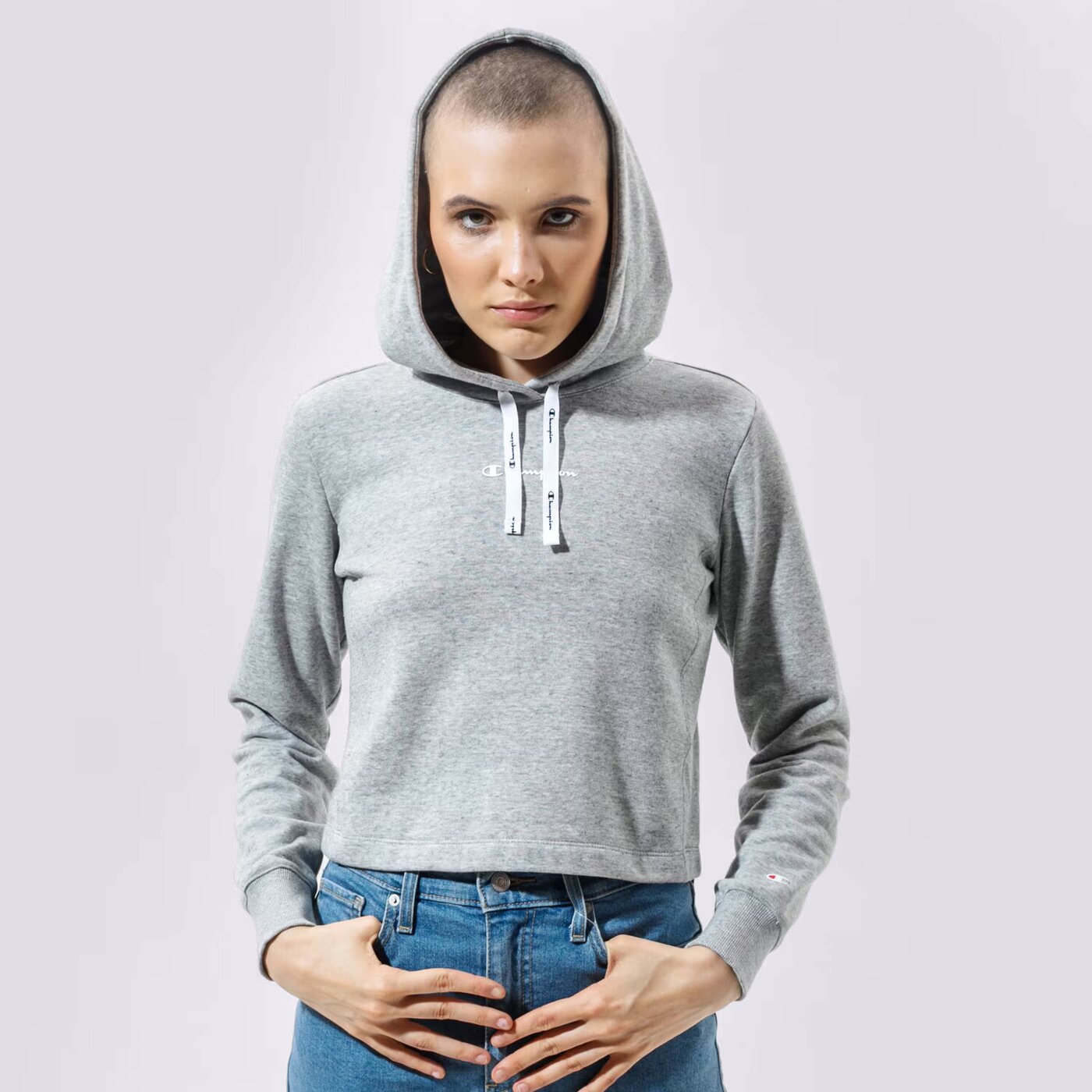 Дамски суичър CHAMPION СУИТЧЪР С КАЧУЛКА HOODED SWEATSHIRT 112586em029 цвят сив
