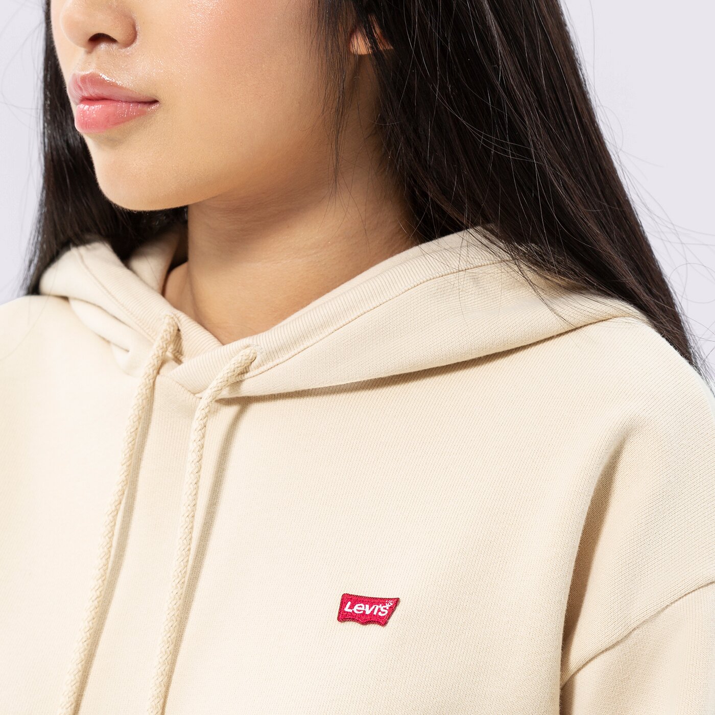 Дамски суичър LEVI'S СУИТЧЪР С КАЧУЛКА STANDARD HOODIE 24693-0035 цвят бежов