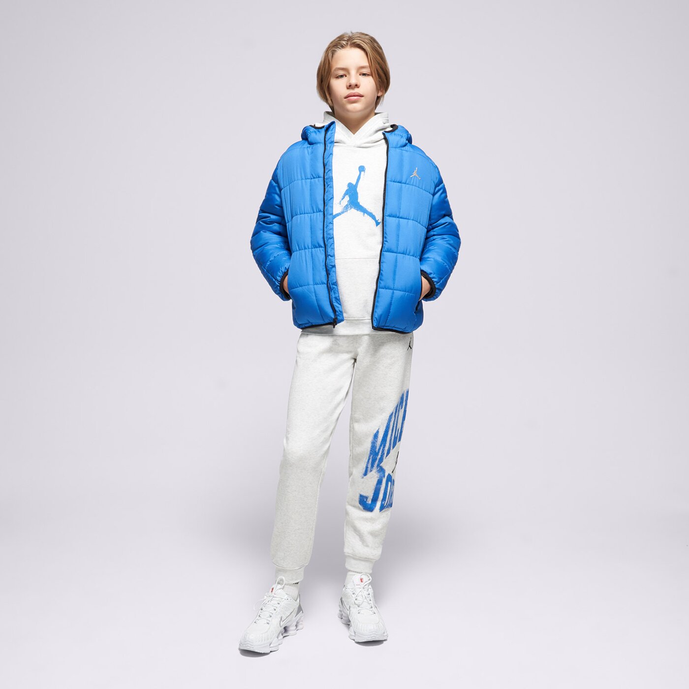 Детски суичър JORDAN СУИТЧЪР С КАЧУЛКА JDB MJ MVP HBR JM FLC PO BOY 95f097-x58 цвят сив