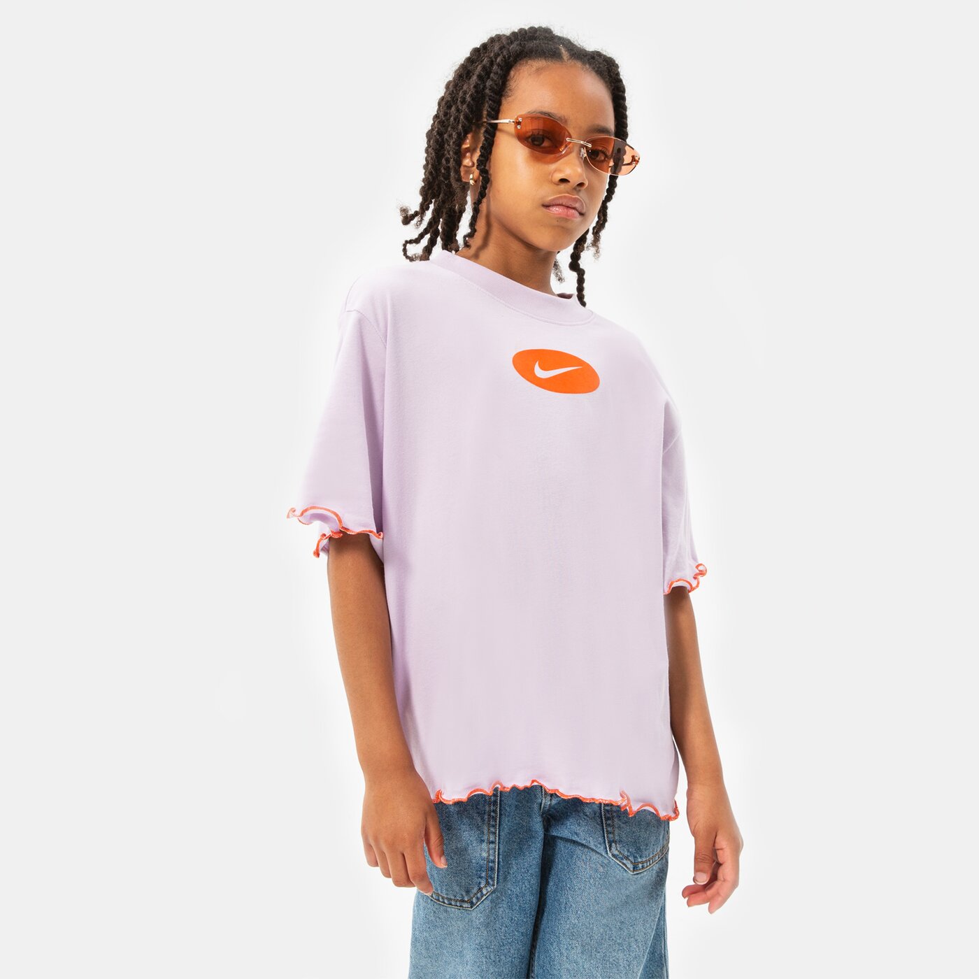 Детска тениска NIKE ТЕНИСКА G NK DF TEE ICON CLASH BOXY FR GIRL dq4392-530 цвят виолетов