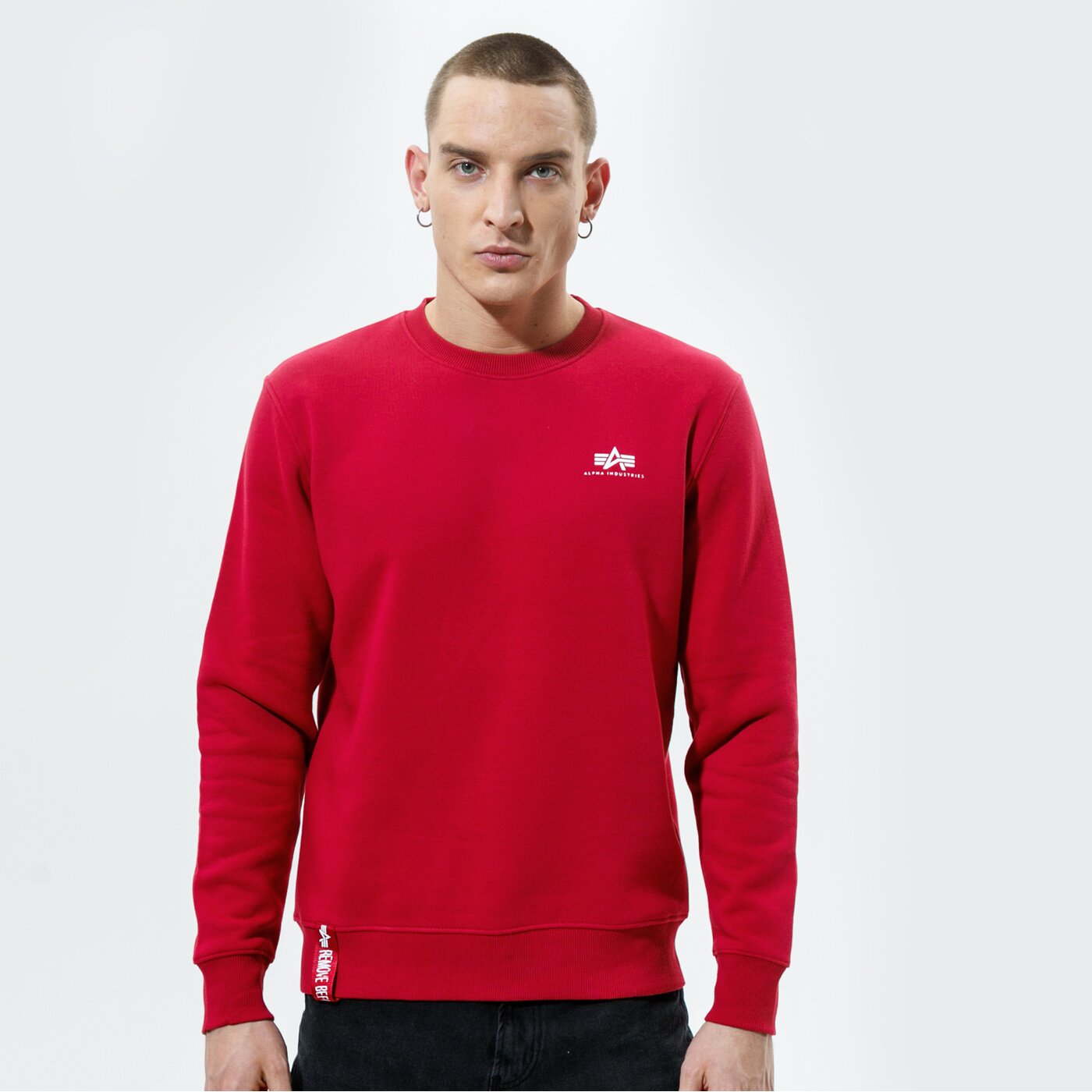 Мъжки суичър ALPHA INDUSTRIES СУИТЧЪР BASIC SWEATER SMALL LOGO 188307-523 цвят бордо