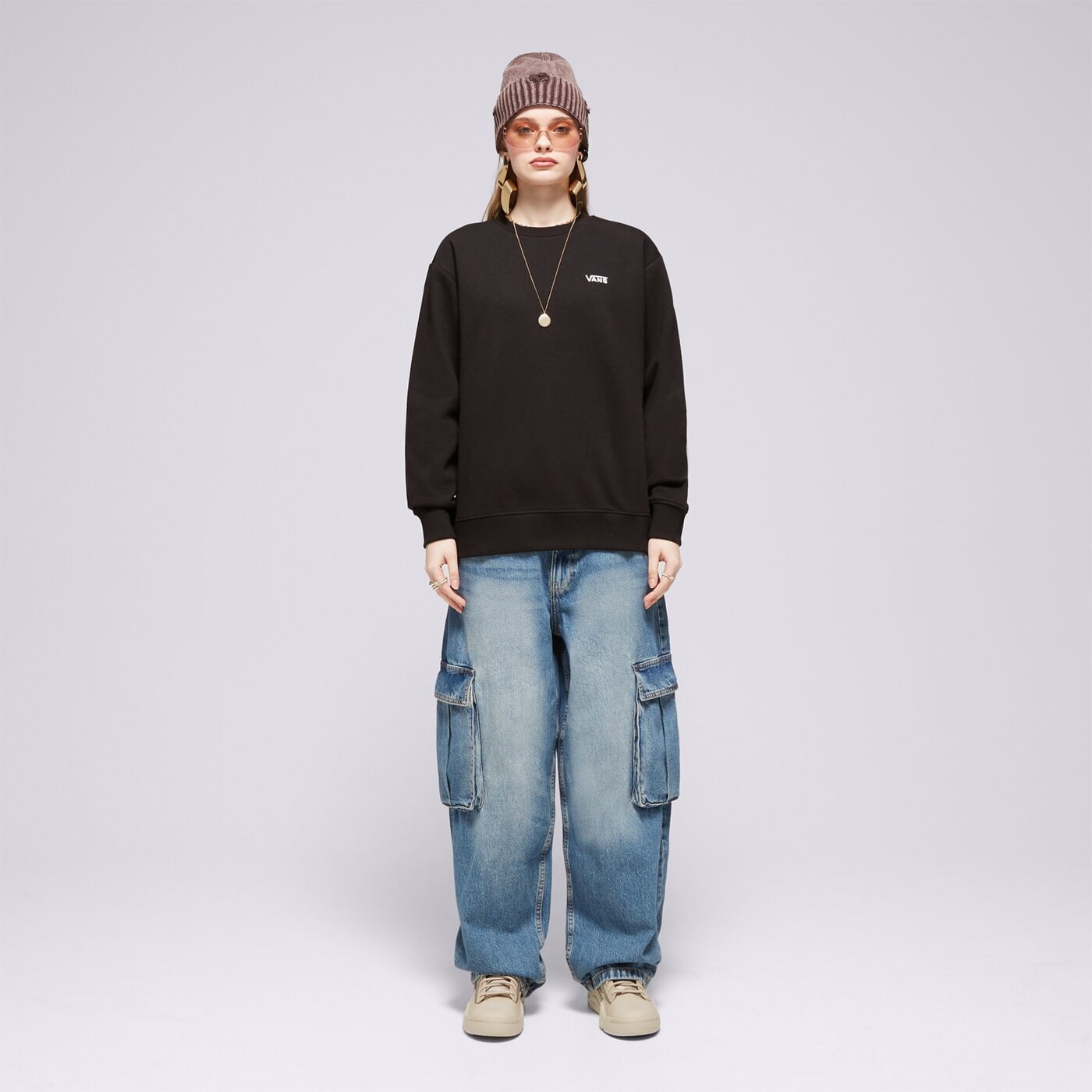 Дамски суичър VANS СУИТЧЪР FLYING CREW EMEA vn00046xblk1 цвят черен