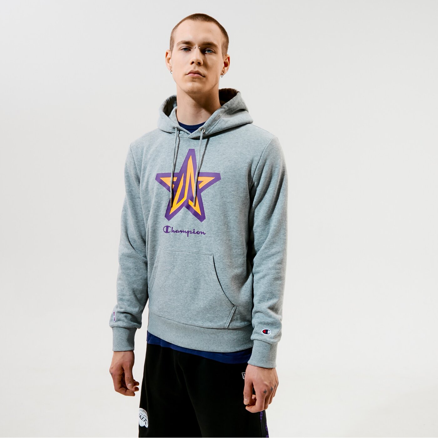 Мъжки суичър CHAMPION СУИТЧЪР С КАЧУЛКА HOODED SWEATSHIRT 214986em006 цвят сив