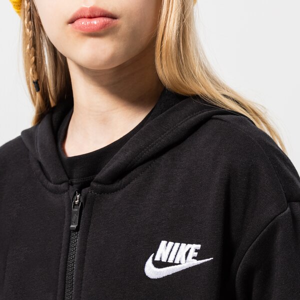 Детски суичър NIKE СУИТЧЪР СЪС ЗАКОПЧАВАНЕ   С КАЧУЛКА NIKE CLB FLC GIRL dc7118-010 цвят черен