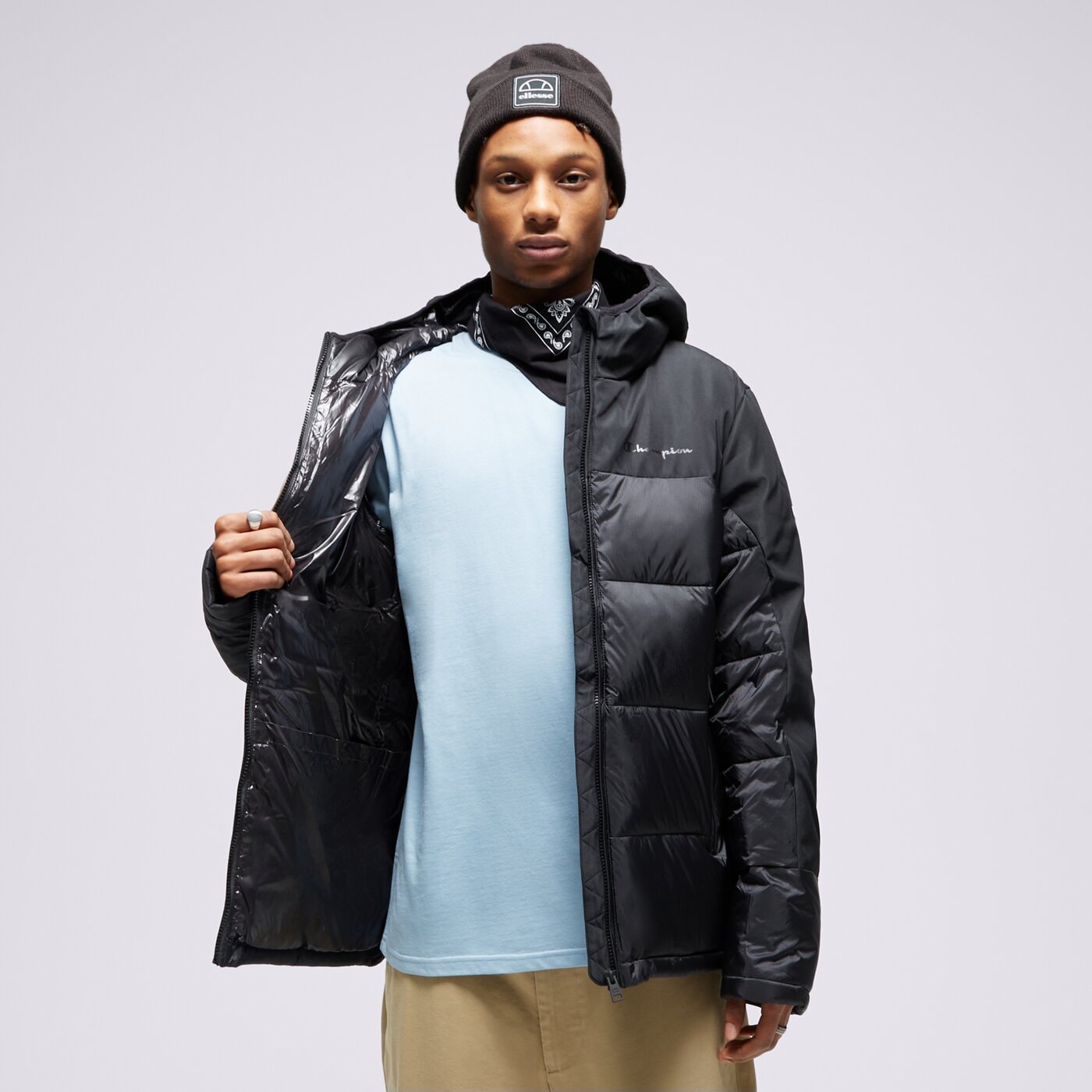 Мъжко зимно яке CHAMPION ЯКЕ ПУХЕН HOODED JACKET 219190kk001 цвят черен