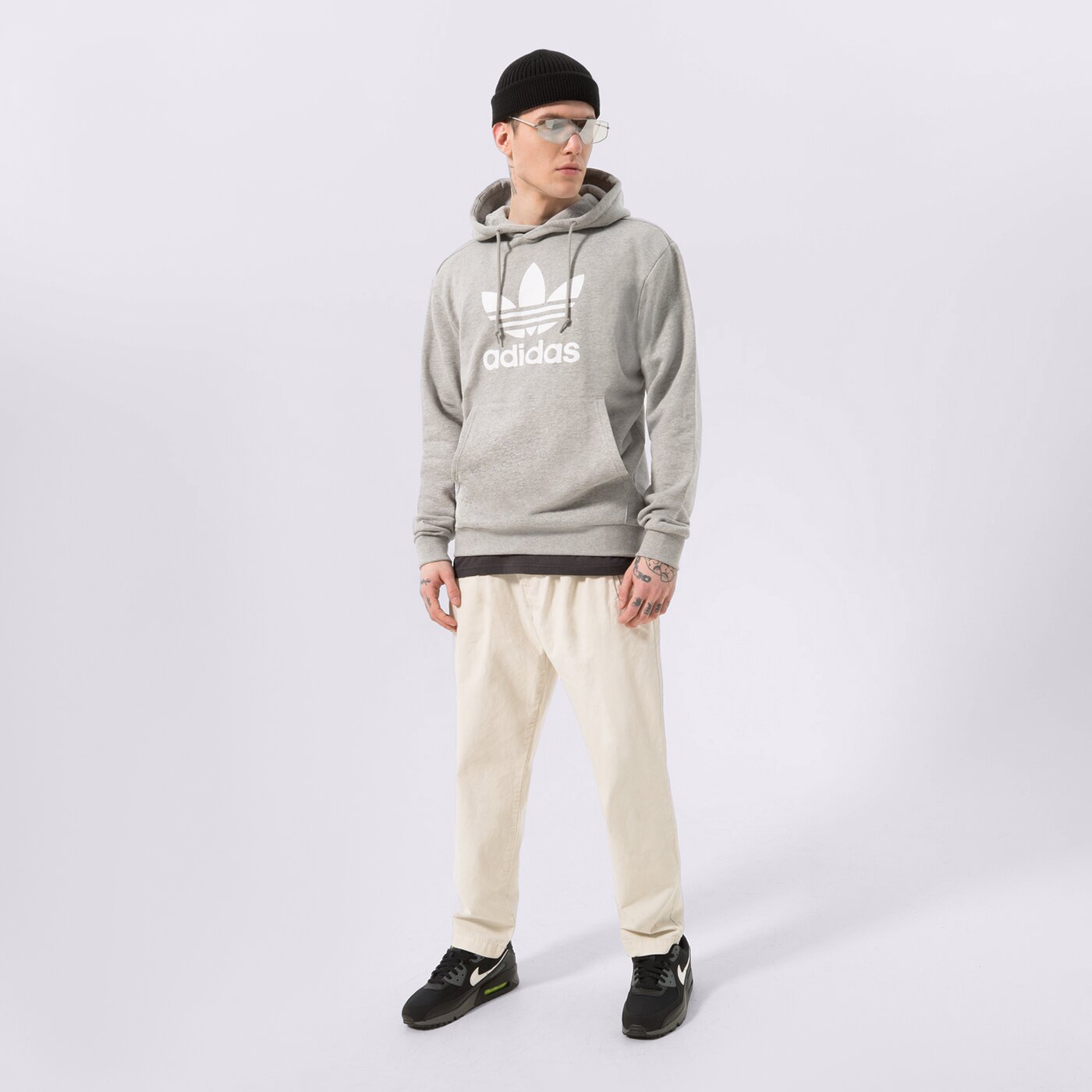 Мъжки суичър ADIDAS СУИТЧЪР С КАЧУЛКА TREFOIL HOODY ia4884 цвят сив