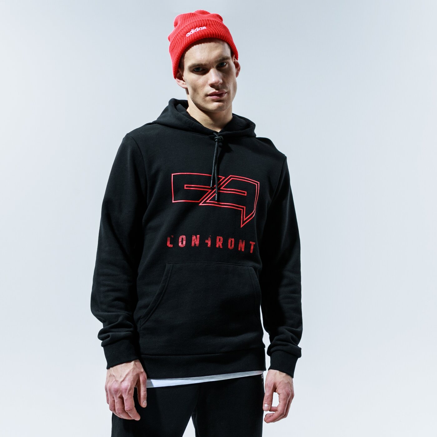 Мъжки суичър CONFRONT СУИТЧЪР С КАЧУЛКА BIG LOGO HOODY cf320blm38001 цвят черен