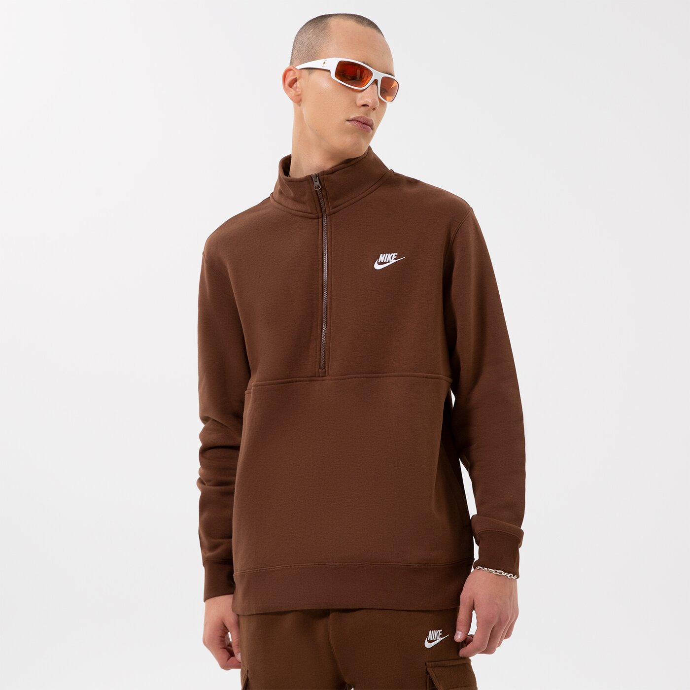 Мъжки суичър NIKE СУИТЧЪР SPORTSWEAR CLUB dd4732-259 цвят кафяв