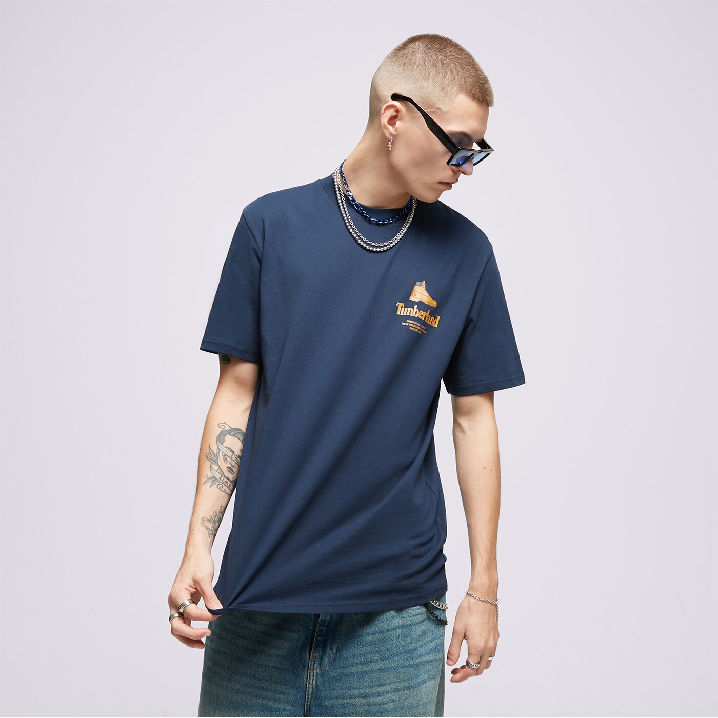 Мъжка тениска TIMBERLAND ТЕНИСКА SS BOOT LOGO TEE BOX tb0a6geh4331 цвят тъмносин