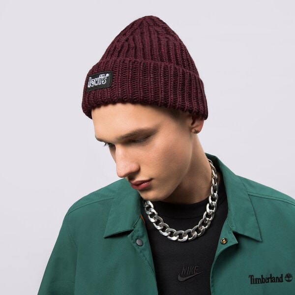 Дамска зимна шапка LEVI'S ШАПКА CHUNKY BEANIE d7257-0003 цвят бордо