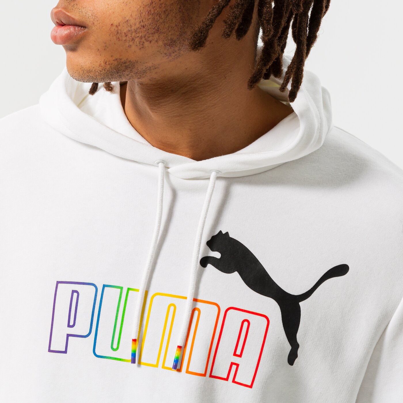 Мъжки суичър PUMA СУИТЧЪР С КАЧУЛКА ESS+ RAINBOW HOODIE TR 848678 02 цвят бял