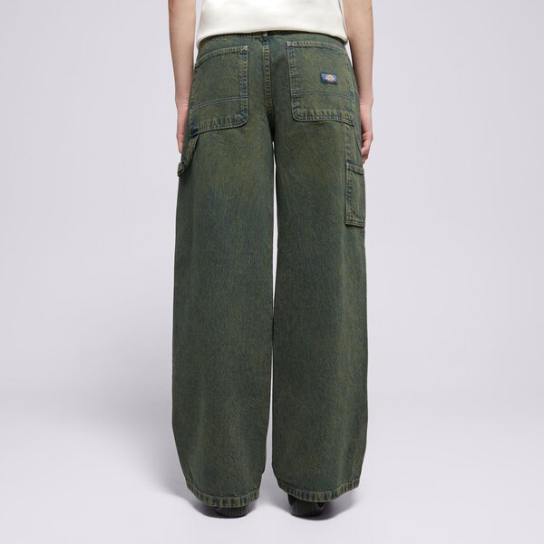 Дамски панталони DICKIES ПАНТАЛОНИ X LOOSE DENIM CARPENTER PANT W dk0a4z6sk571 цвят зелен