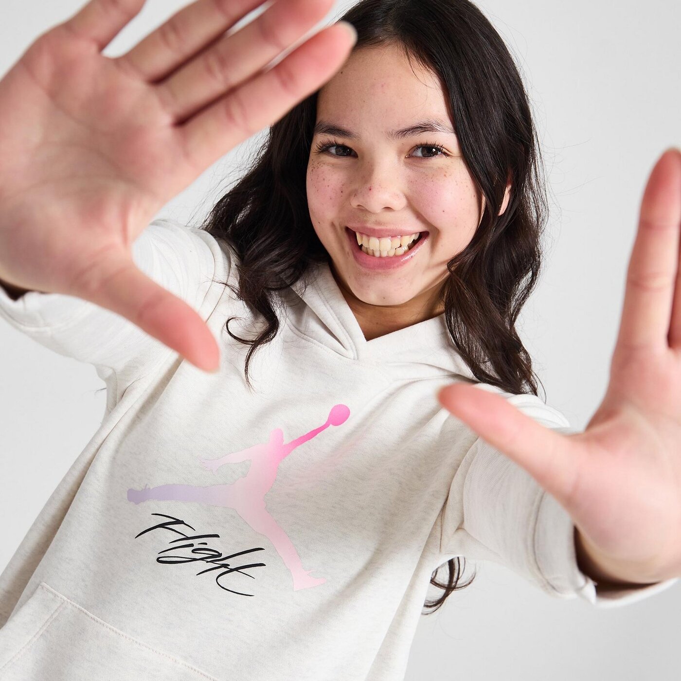 Детски суичър JORDAN (G) FADE JMAN HOOD WHT HTR G 45d053w6n цвят бял