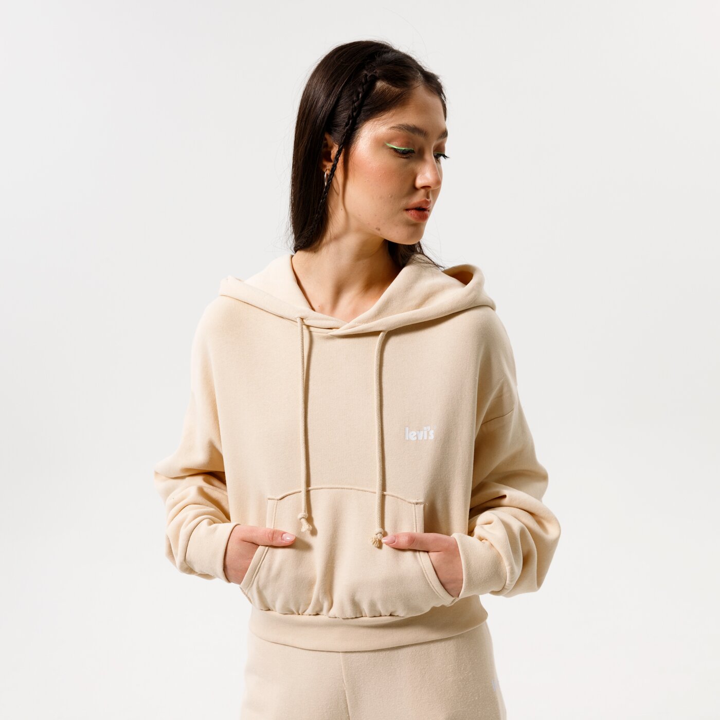 Дамски суичър LEVI'S СУИТЧЪР С КАЧУЛКА LAUNDRY DAY SWEATSHIRT a1782-0000 цвят бежов