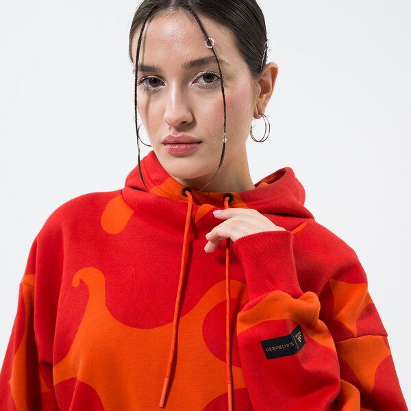 Дамски суичър ADIDAS СУИТЧЪР С КАЧУЛКА MMK CROP HOODIE CORANG hj7306 цвят коралов
