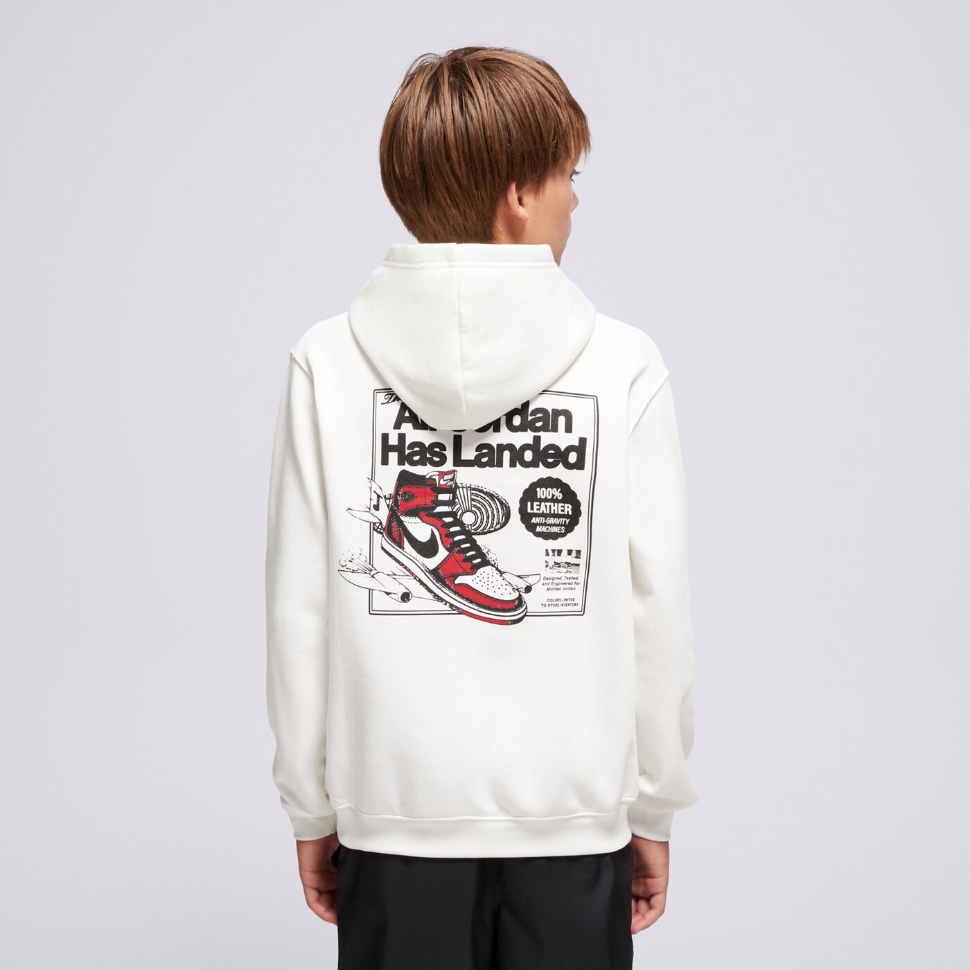 Детски суичър JORDAN СУИТЧЪР С КАЧУЛКА JDN LANDED HD OFF WHITE B 95f281-782 цвят бял