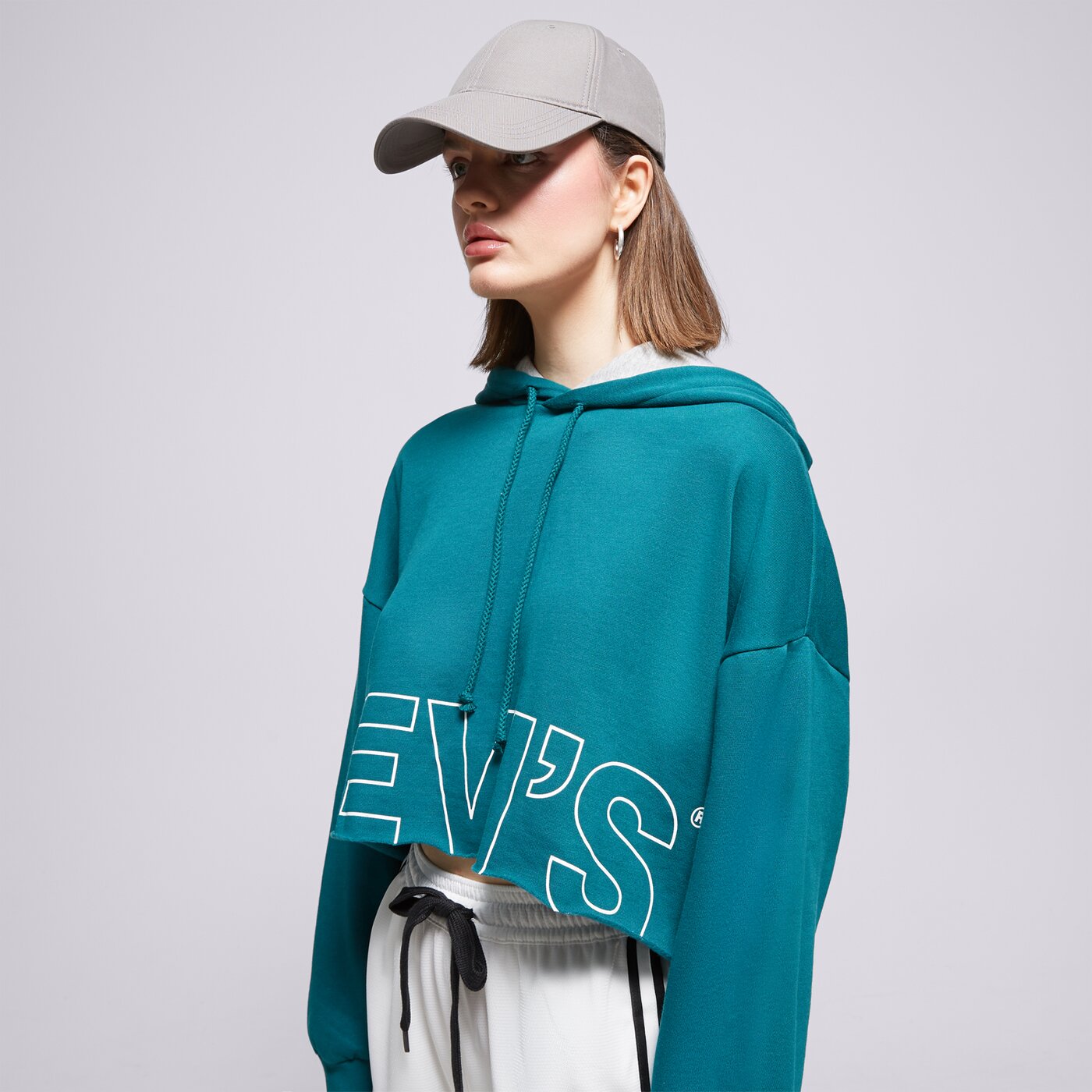 Дамски суичър LEVI'S СУИТЧЪР С КАЧУЛКА GRAPHIC CROP PRISM T3 a08890031 цвят син