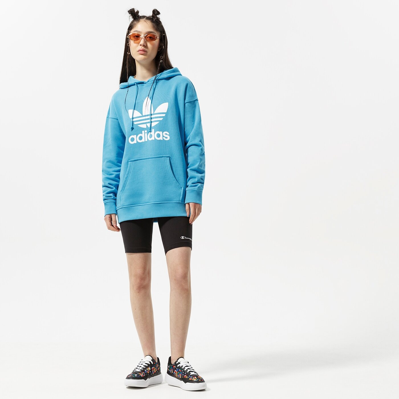 Дамски суичър ADIDAS СУИТЧЪР С КАЧУЛКА TRF HOODIE he6952 цвят син