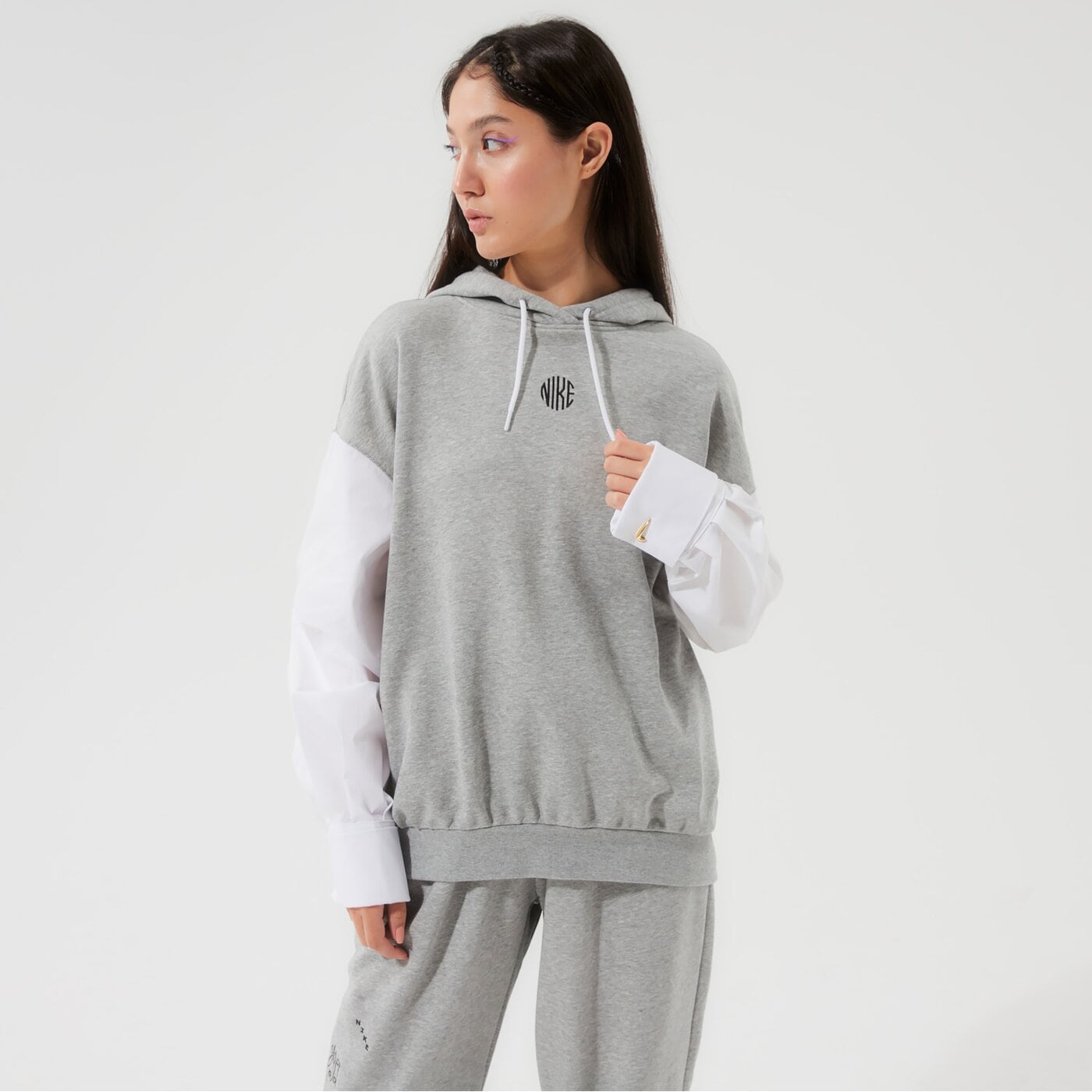 Дамски суичър NIKE СУИТЧЪР С КАЧУЛКА W   NSW ICN CLSH FLC GX HOODIE dd5052-063 цвят сив