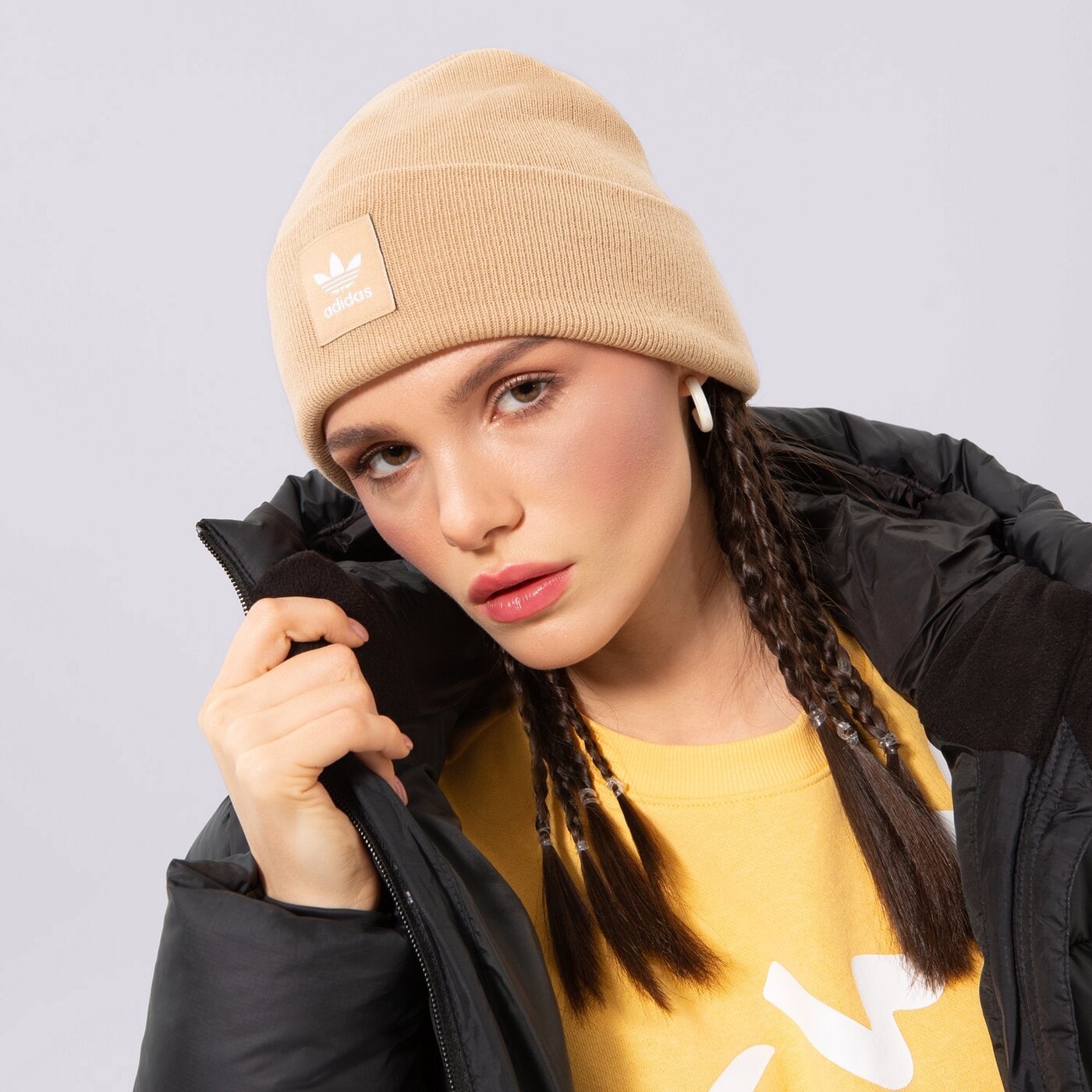 Дамска зимна шапка ADIDAS ШАПКА AC CUFF KNIT ht1135 цвят бежов