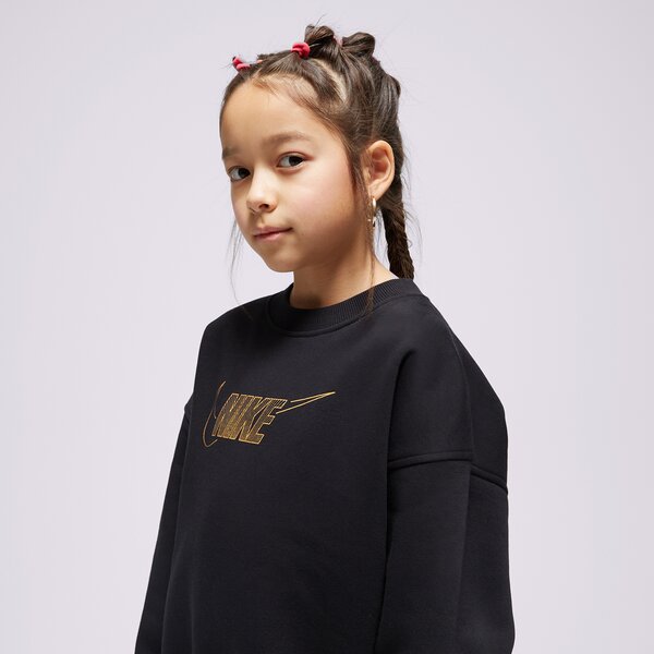 Детски суичър NIKE СУИТЧЪР G NSW CLUB FLC BF CREW LS SHNE GIRL fj6161-010 цвят черен