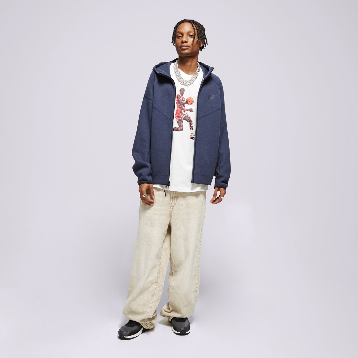 Мъжки суичър NIKE СУИТЧЪР С КАЧУЛКА M NK TCH FLC FZ WR HOODIE fb7921-473 цвят тъмносин