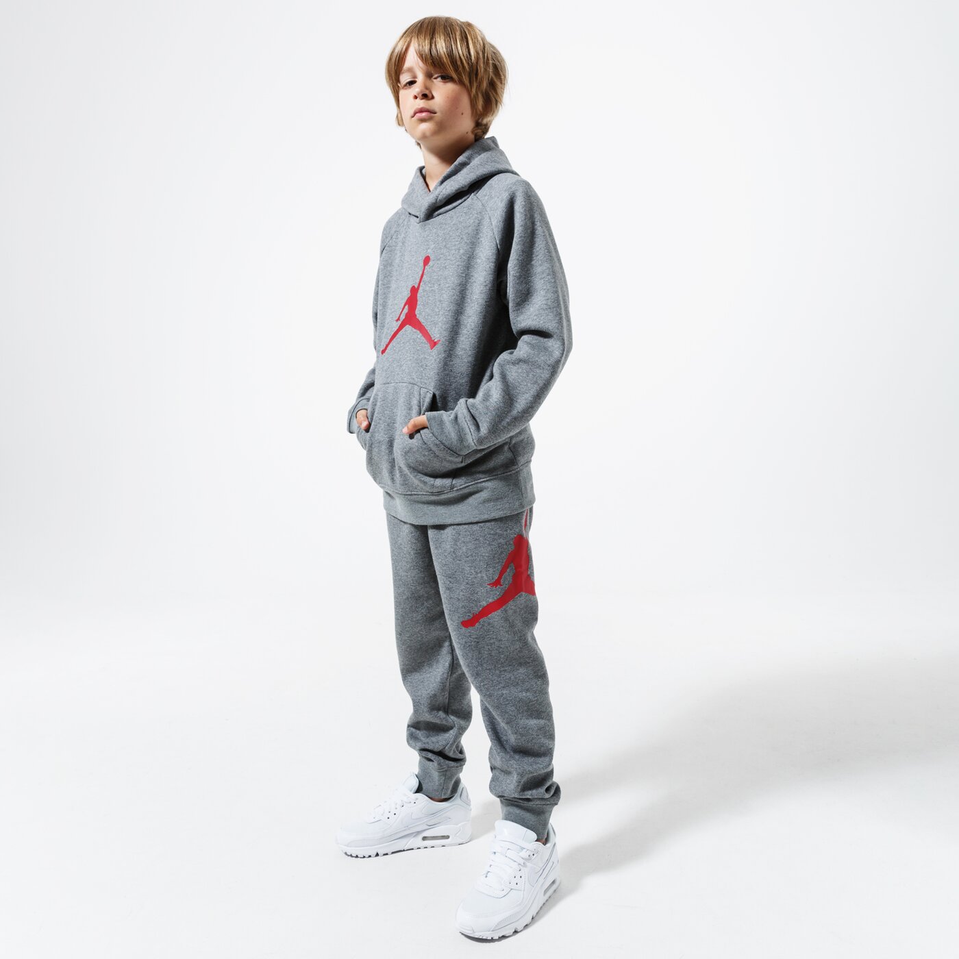 Детски панталони JORDAN ПАНТАЛОНИ JDB JUMPMAN LOGO FLEECE PANT BOY 956327-geh цвят сив