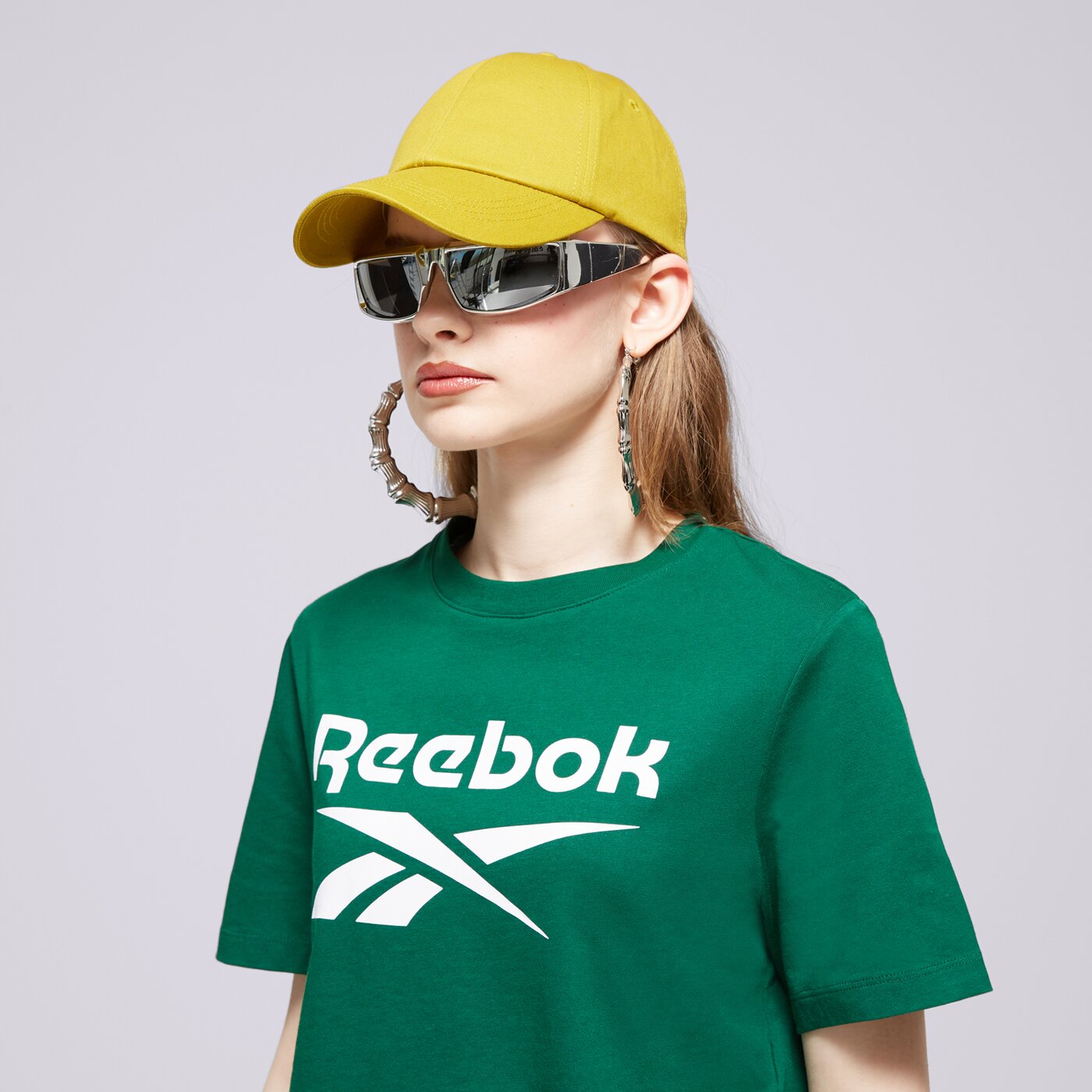 Дамска тениска REEBOK ТЕНИСКА REEBOK IDENTITY BIG LOGO CROP TEE 100076000 цвят зелен