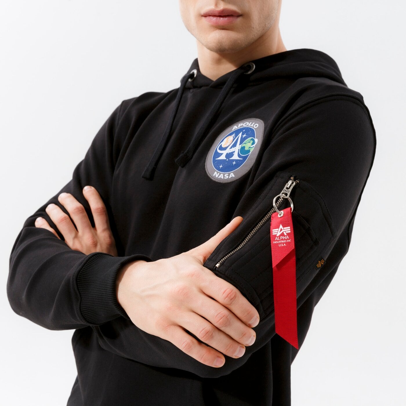 Мъжки суичър ALPHA INDUSTRIES СУИТЧЪР С КАЧУЛКА APOLLO MISSION HOODY 10633803 цвят черен