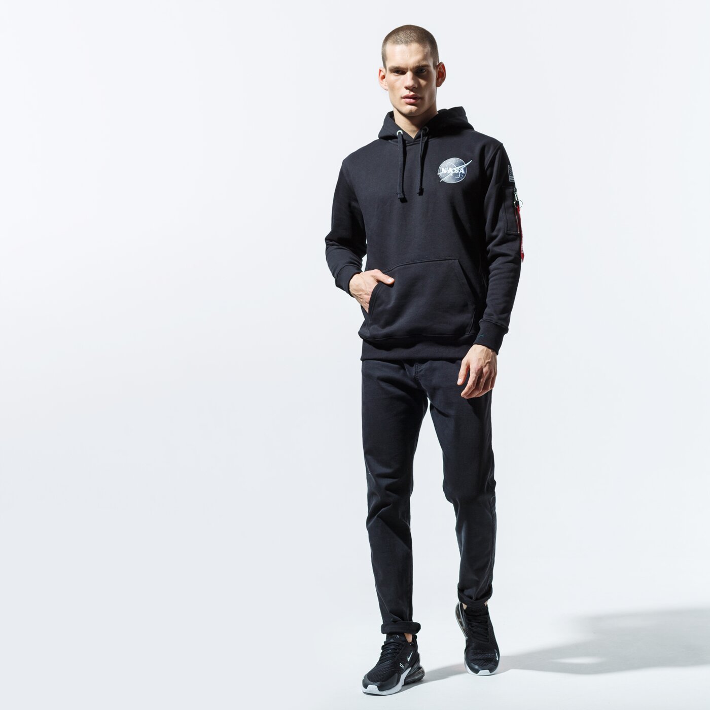 Мъжки суичър ALPHA INDUSTRIES СУИТЧЪР С КАЧУЛКА SPACE SHUTTLE HOODY 178317-03 цвят черен
