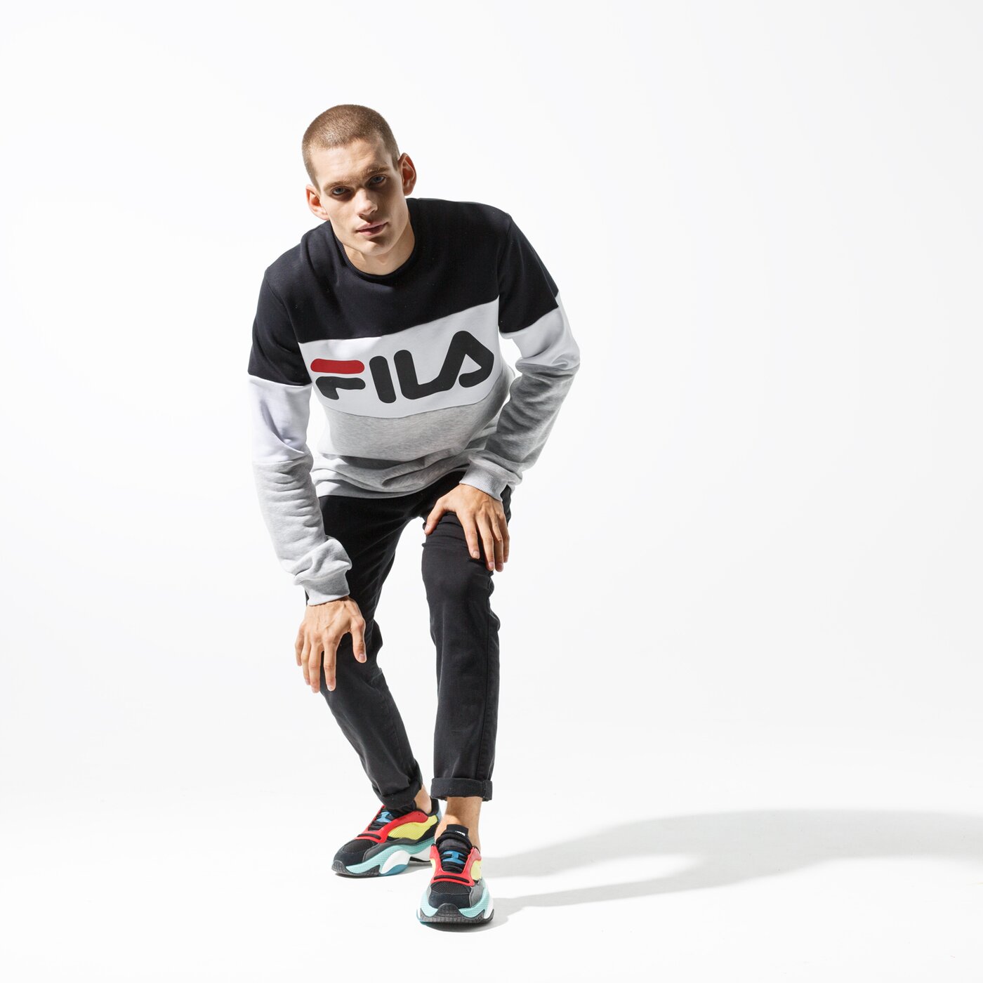 Мъжки суичър FILA СУИТЧЪР STRAIGHT BLOCKED CREW 681255i85 цвят сив