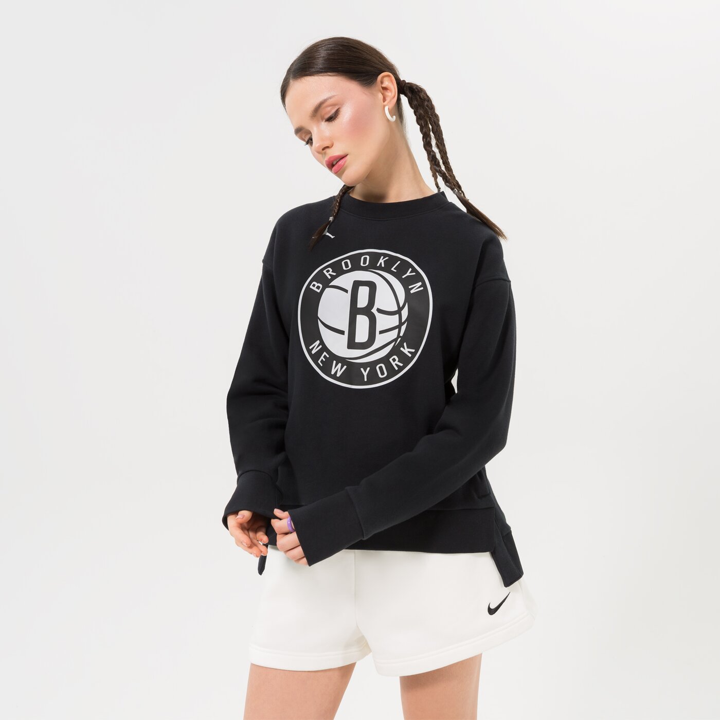 Дамски суичър JORDAN СУИТЧЪР BKN W NK FLC CREW CTS STMT NBA do0192-010 цвят черен