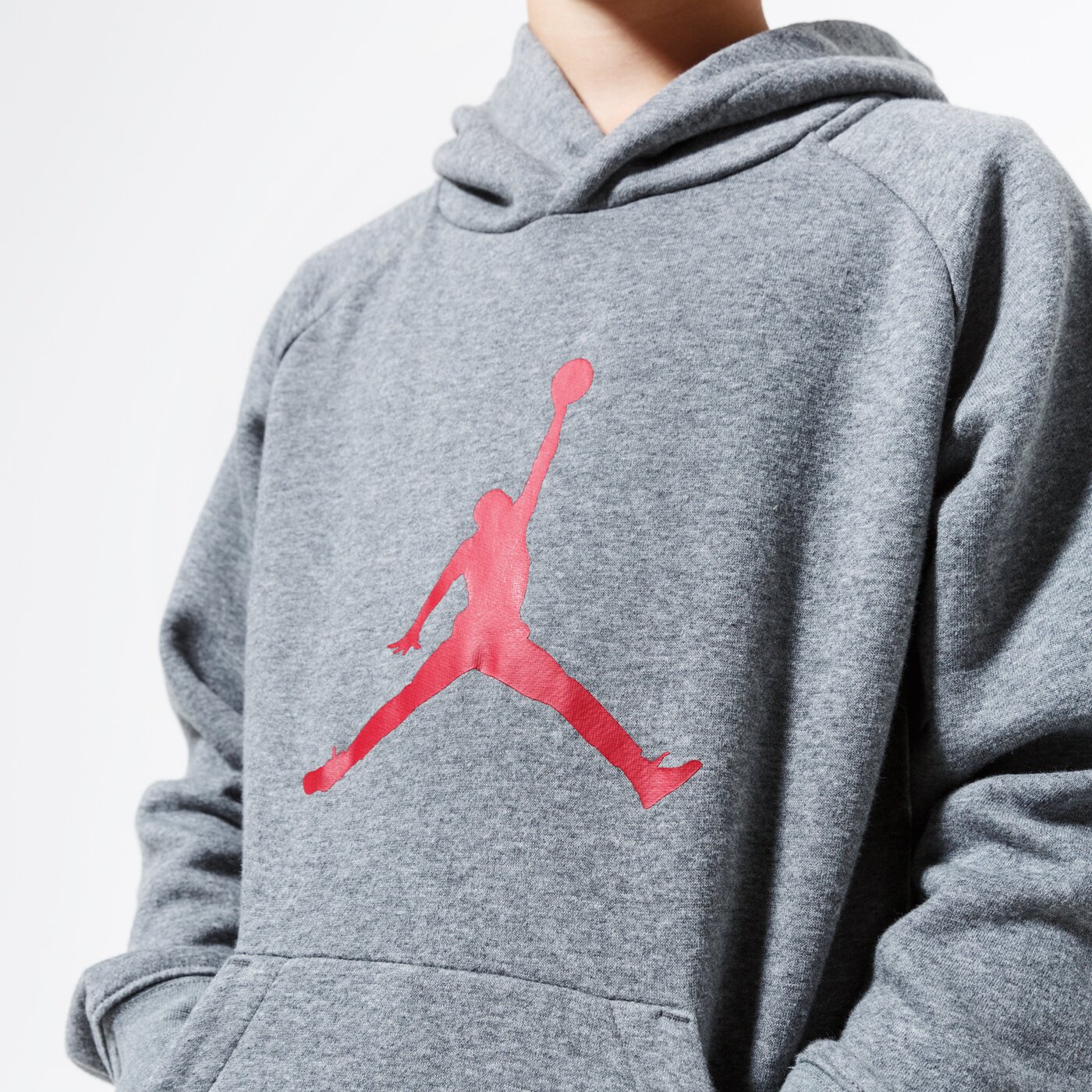 Детски суичър JORDAN СУИТЧЪР С КАЧУЛКА JDB JUMPMAN LOGO BOY 956326-geh цвят сив